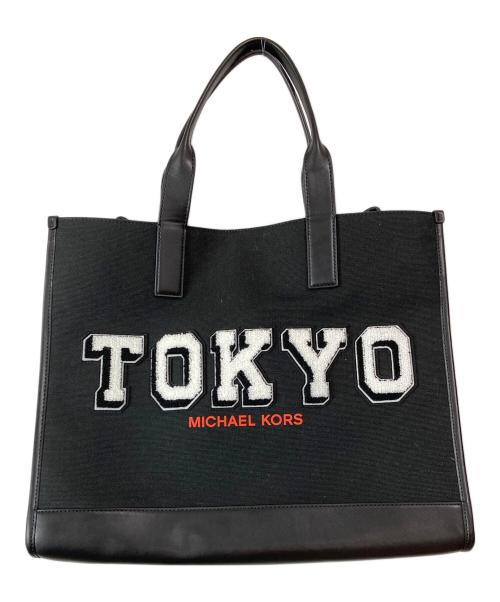 MICHAEL KORS（マイケルコース）MICHAEL KORS (マイケルコース) TOKYOワッペンキャンバス2WAYトートバッグ ブラックの古着・服飾アイテム