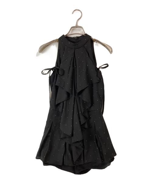 darich（ダーリッチ）darich (ダーリッチ) アメスリフリルショルダーリボンコンビネゾン ブラック サイズ:freeの古着・服飾アイテム