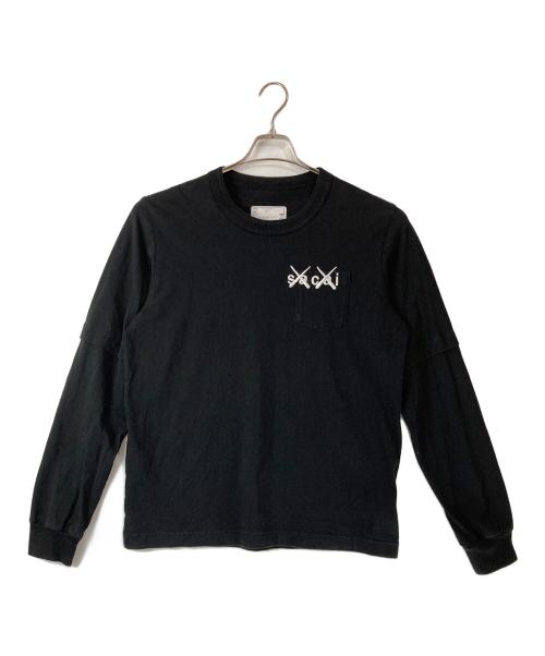 sacai（サカイ）sacai (サカイ) KAWS (カウズ) Embroidery Long Sleeve ブラック サイズ:3の古着・服飾アイテム