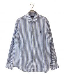 POLO RALPH LAUREN（ポロ・ラルフローレン）の古着「リネンストライプボタンダウンシャツ」｜ブルー