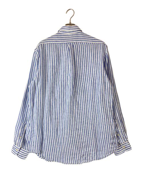 POLO RALPH LAUREN（ポロ・ラルフローレン）POLO RALPH LAUREN (ポロ・ラルフローレン) リネンストライプボタンダウンシャツ ブルー サイズ:Lの古着・服飾アイテム