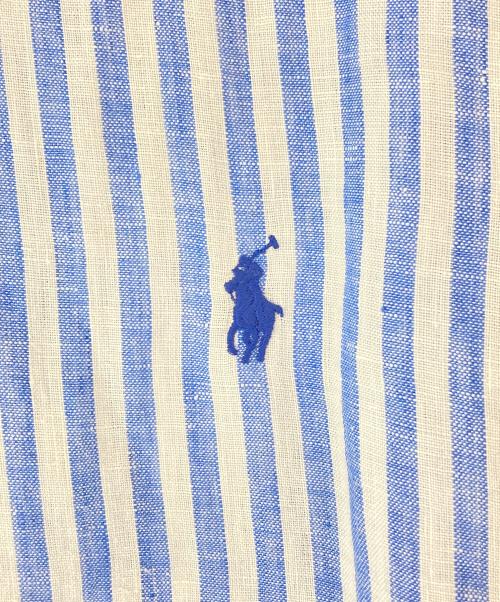 POLO RALPH LAUREN（ポロ・ラルフローレン）POLO RALPH LAUREN (ポロ・ラルフローレン) リネンストライプボタンダウンシャツ ブルー サイズ:Lの古着・服飾アイテム