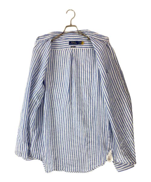 POLO RALPH LAUREN（ポロ・ラルフローレン）POLO RALPH LAUREN (ポロ・ラルフローレン) リネンストライプボタンダウンシャツ ブルー サイズ:Lの古着・服飾アイテム