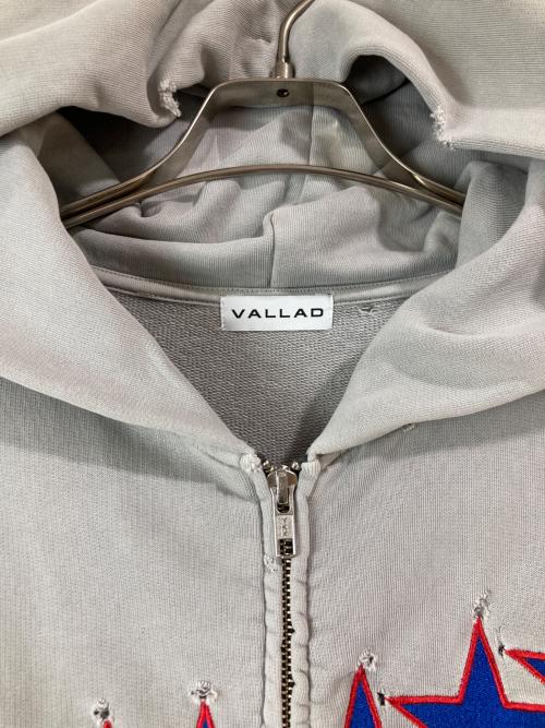 VALLAD（バラッド）VALLAD (バラッド) スター ジップ アップ フーディ グレー サイズ:Mの古着・服飾アイテム