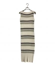 HER LIP TO（ハーリップトゥ）の古着「Cotton Striped Ribbed Knit Dress/コットンストライプリブニットドレス」｜バニラ