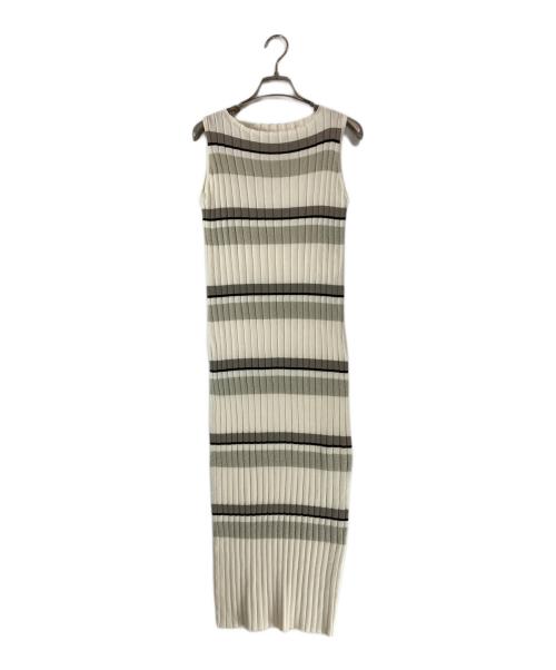 HER LIP TO（ハーリップトゥ）HER LIP TO (ハーリップトゥ) Cotton Striped Ribbed Knit Dress/コットンストライプリブニットドレス バニラ サイズ:Ｓ 未使用品の古着・服飾アイテム