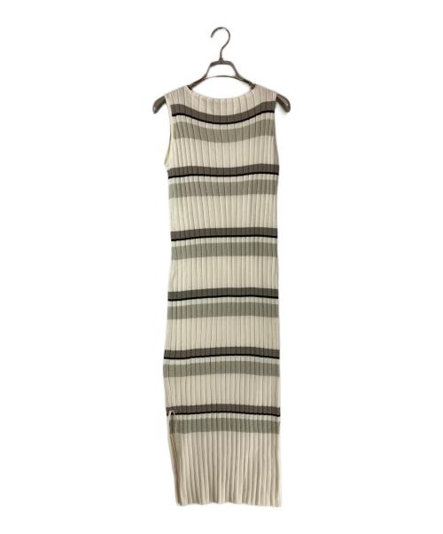 HER LIP TO（ハーリップトゥ）HER LIP TO (ハーリップトゥ) Cotton Striped Ribbed Knit Dress/コットンストライプリブニットドレス バニラ サイズ:Ｓ 未使用品の古着・服飾アイテム