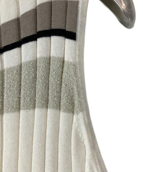 HER LIP TO（ハーリップトゥ）HER LIP TO (ハーリップトゥ) Cotton Striped Ribbed Knit Dress/コットンストライプリブニットドレス バニラ サイズ:Ｓ 未使用品の古着・服飾アイテム