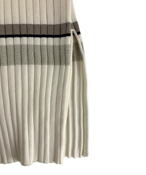HER LIP TO（ハーリップトゥ）HER LIP TO (ハーリップトゥ) Cotton Striped Ribbed Knit Dress/コットンストライプリブニットドレス バニラ サイズ:Ｓ 未使用品の古着・服飾アイテム