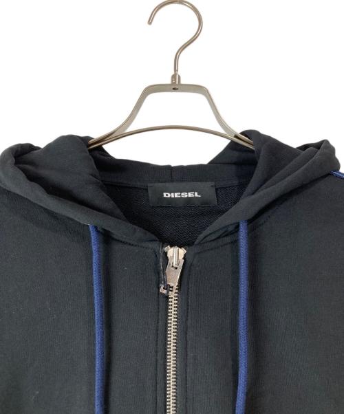 DIESEL（ディーゼル）DIESEL (ディーゼル) デニム切替ジップパーカー ブラック サイズ:Ⅼの古着・服飾アイテム