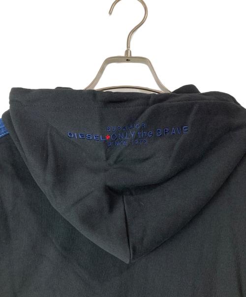 DIESEL（ディーゼル）DIESEL (ディーゼル) デニム切替ジップパーカー ブラック サイズ:Ⅼの古着・服飾アイテム