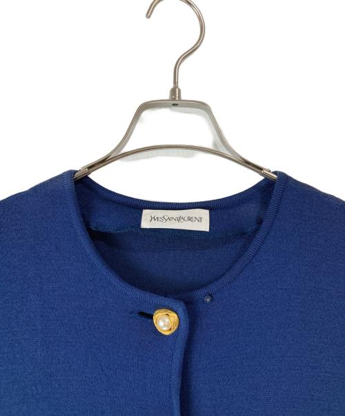 Yves Saint Laurent（イヴサンローラン）Yves Saint Laurent (イヴサンローラン) パールボタンロングカーディガン ネイビー サイズ:Ｍの古着・服飾アイテム