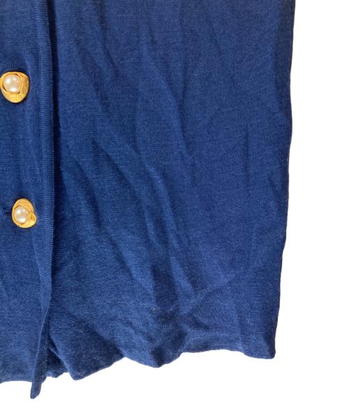 Yves Saint Laurent（イヴサンローラン）Yves Saint Laurent (イヴサンローラン) パールボタンロングカーディガン ネイビー サイズ:Ｍの古着・服飾アイテム