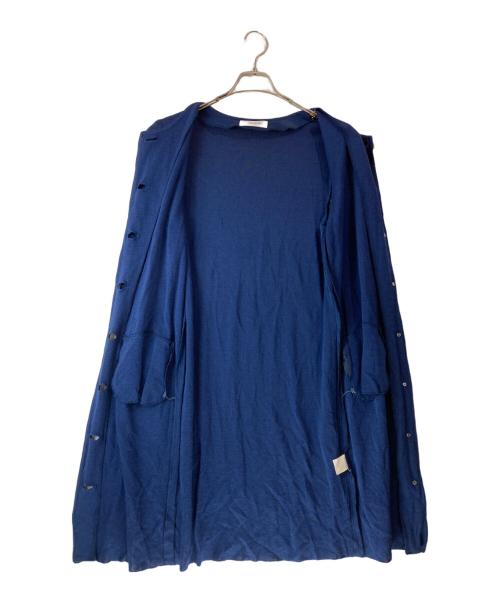 Yves Saint Laurent（イヴサンローラン）Yves Saint Laurent (イヴサンローラン) パールボタンロングカーディガン ネイビー サイズ:Ｍの古着・服飾アイテム