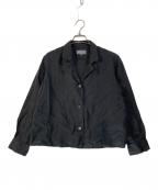 MARGARET HOWELLマーガレットハウエル）の古着「LIGHT WEIGHT LINEN/リネンオープンカラーシャツ」｜ブラック