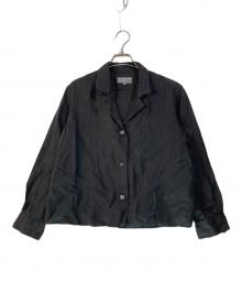MARGARET HOWELL（マーガレットハウエル）の古着「LIGHT WEIGHT LINEN/リネンオープンカラーシャツ」｜ブラック