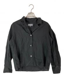 MARGARET HOWELL（マーガレットハウエル）の古着「LIGHT WEIGHT LINEN/リネンオープンカラーシャツ」｜ブラック