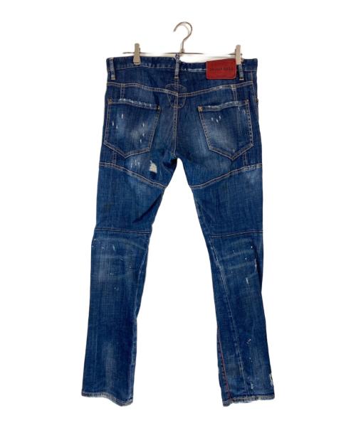 DSQUARED2（ディースクエアード）DSQUARED2 (ディースクエアード) TIDY BIKER ダメージ加工 スキニーデニムパンツ インディゴ サイズ:48の古着・服飾アイテム