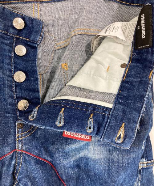 DSQUARED2（ディースクエアード）DSQUARED2 (ディースクエアード) TIDY BIKER ダメージ加工 スキニーデニムパンツ インディゴ サイズ:48の古着・服飾アイテム