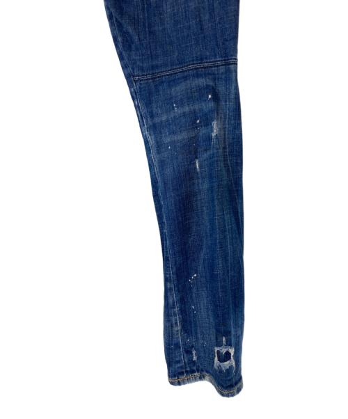 DSQUARED2（ディースクエアード）DSQUARED2 (ディースクエアード) TIDY BIKER ダメージ加工 スキニーデニムパンツ インディゴ サイズ:48の古着・服飾アイテム