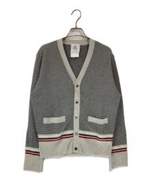 BROOKS BROTHERS BLACK FLEECE（ブルックスブラザーズ ブラックフリース）の古着「カシミア混 トリコロールストライプカーディガン」｜グレー