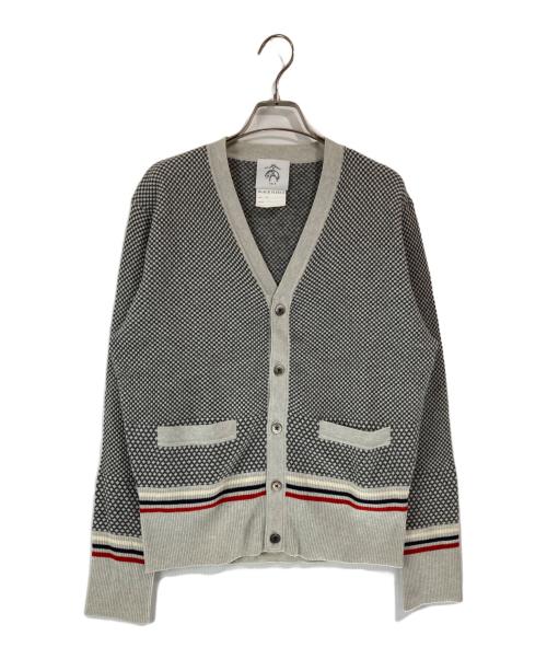 BROOKS BROTHERS BLACK FLEECE（ブルックスブラザーズ ブラックフリース）BROOKS BROTHERS BLACK FLEECE (ブルックスブラザーズ ブラックフリース) カシミア混 トリコロールストライプカーディガン グレー サイズ:BB2の古着・服飾アイテム