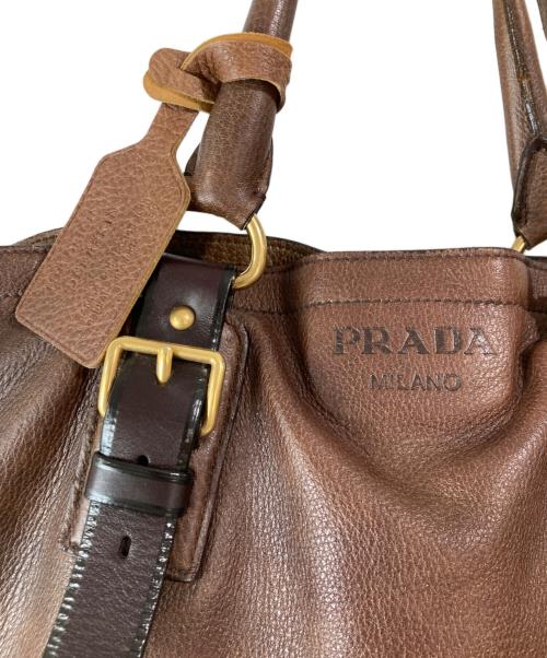 PRADA（プラダ）PRADA (プラダ) レザートートバッグ ブラウンの古着・服飾アイテム