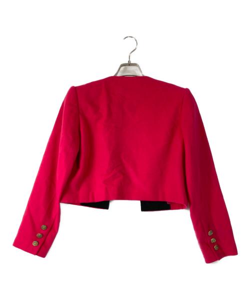 Yves Saint Laurent（イヴサンローラン）Yves Saint Laurent (イヴサンローラン) 金釦 ボタンレスジャケット レッド サイズ:Ｍの古着・服飾アイテム
