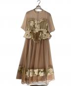 Ameriアメリ）の古着「JACQUARD LAYERED TULLE DRESS/ジャガードレイヤードチュールドレス」｜ベージュ