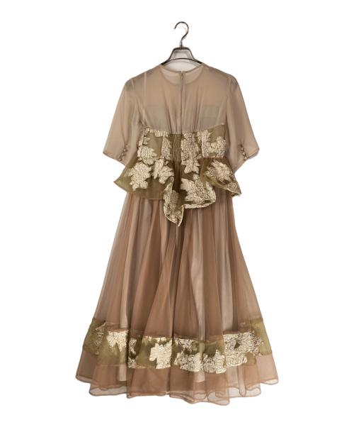 Ameri（アメリ）Ameri (アメリ) JACQUARD LAYERED TULLE DRESS/ジャガードレイヤードチュールドレス ベージュ サイズ:Ｍの古着・服飾アイテム