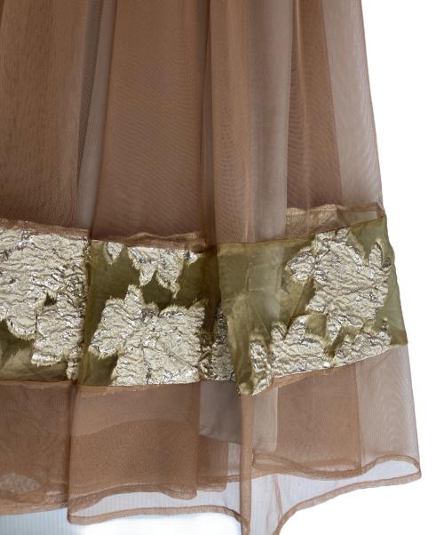 Ameri（アメリ）Ameri (アメリ) JACQUARD LAYERED TULLE DRESS/ジャガードレイヤードチュールドレス ベージュ サイズ:Ｍの古着・服飾アイテム