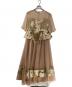 Ameri（アメリ）の古着「JACQUARD LAYERED TULLE DRESS/ジャガードレイヤードチュールドレス」｜ベージュ