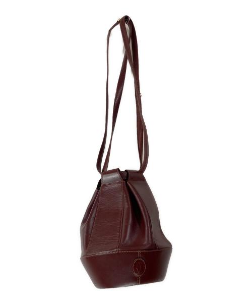 Cartier（カルティエ）Cartier (カルティエ) レザーバケットバッグ ボルドーの古着・服飾アイテム