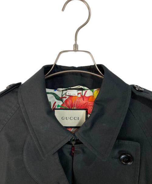 GUCCI（グッチ）GUCCI (グッチ) 花柄トレンチコート ブラック サイズ:48の古着・服飾アイテム