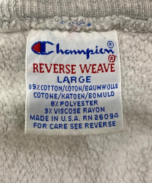 Champion（チャンピオン）Champion (チャンピオン) カレッジロゴプリントリバースウィーブスウェット グレー サイズ:LARGEの古着・服飾アイテム