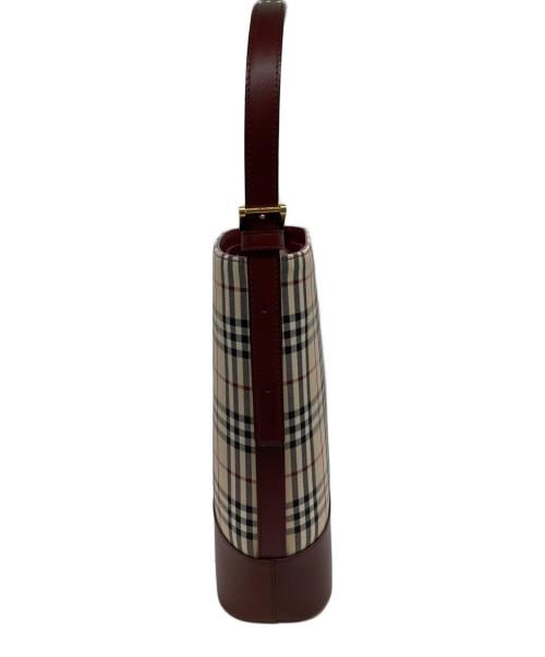 BURBERRY（バーバリー）BURBERRY (バーバリー) ノヴァチェックワンショルダーバッグ ベージュ×ボルドーの古着・服飾アイテム