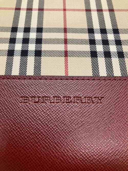 BURBERRY（バーバリー）BURBERRY (バーバリー) ノヴァチェックワンショルダーバッグ ベージュ×ボルドーの古着・服飾アイテム
