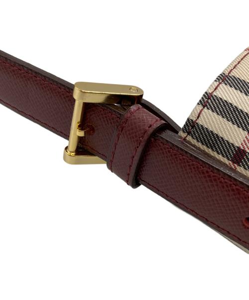 BURBERRY（バーバリー）BURBERRY (バーバリー) ノヴァチェックワンショルダーバッグ ベージュ×ボルドーの古着・服飾アイテム