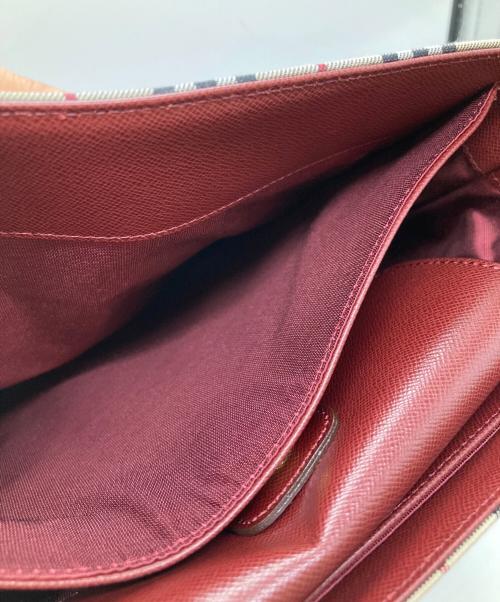 BURBERRY（バーバリー）BURBERRY (バーバリー) ノヴァチェックワンショルダーバッグ ベージュ×ボルドーの古着・服飾アイテム