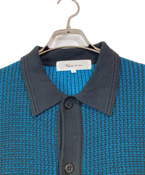 Time is on（タイムイズオン）Time is on (タイムイズオン) NEW MIX COLLARED CARDIGAN ブルーの古着・服飾アイテム