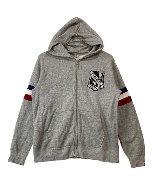 A BATHING APE（アベイシングエイプ）A BATHING APE (アベイシングエイプ) エンブレムワッペンジップパーカー グレー サイズ:Ｌの古着・服飾アイテム