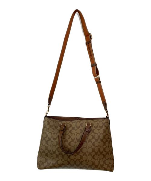 COACH（コーチ）COACH (コーチ) ローガン キャリーオール シグネチャーキャンバス 2WAYバッグ ブラウンの古着・服飾アイテム