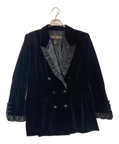 ESCADA（エスカーダ）ESCADA (エスカーダ) ベロア×サテンフリルセットアップ ブラック サイズ:42の古着・服飾アイテム