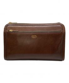 PORTER（ポーター）の古着「レザークラッチバッグ/CLERK POUCH」｜ブラウン