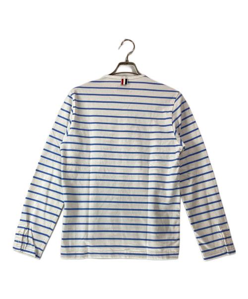 Thom Browne（トムブラウン）Thom Browne (トムブラウン) トリコロールボーダーヘンリーネックカットソー ホワイト×ブルー サイズ:2の古着・服飾アイテム