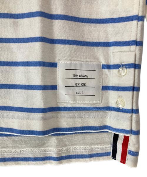 Thom Browne（トムブラウン）Thom Browne (トムブラウン) トリコロールボーダーヘンリーネックカットソー ホワイト×ブルー サイズ:2の古着・服飾アイテム