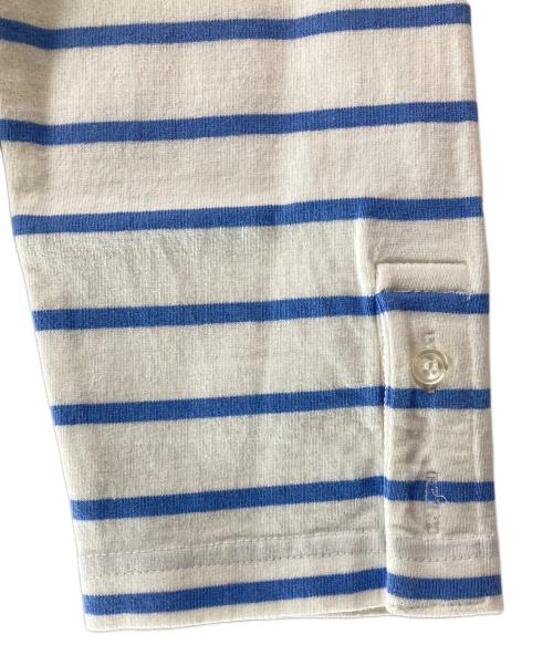 Thom Browne（トムブラウン）Thom Browne (トムブラウン) トリコロールボーダーヘンリーネックカットソー ホワイト×ブルー サイズ:2の古着・服飾アイテム