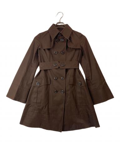 バーバリーブルーレーベル ツイード コート ベルト ブラウン 中古・古着通販】BURBERRY BLUE LABEL (バーバリー ブルー レーベル