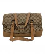 COACHコーチ）の古着「ハンプトンズ シグネチャー サッチェル」｜ベージュ