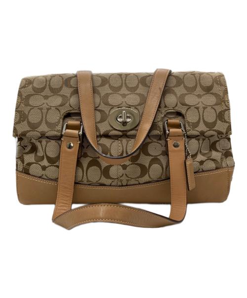 COACH（コーチ）COACH (コーチ) ハンプトンズ シグネチャー サッチェル ベージュの古着・服飾アイテム